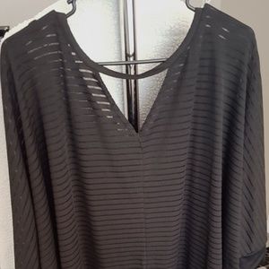 LANE BRYANT BLACK SHEER VNECK BLOUSE